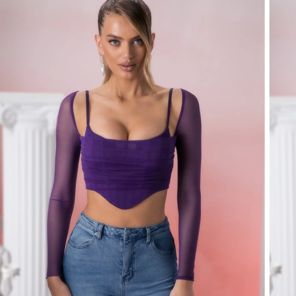 Elegant Purple Long Sleeve Women's Top